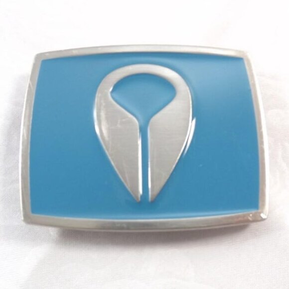 Distressed Nixon Turquoise Blue and Silver Designer Belt Buckle - Picture 10 of 10